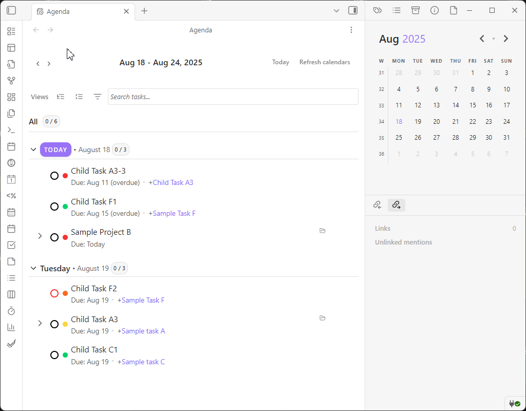 Agenda saved view and collapsible groups