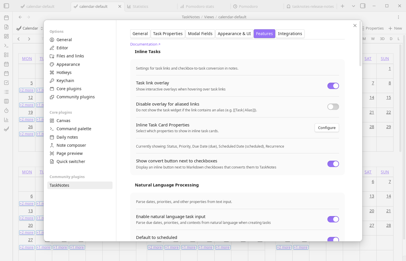 Features Settings