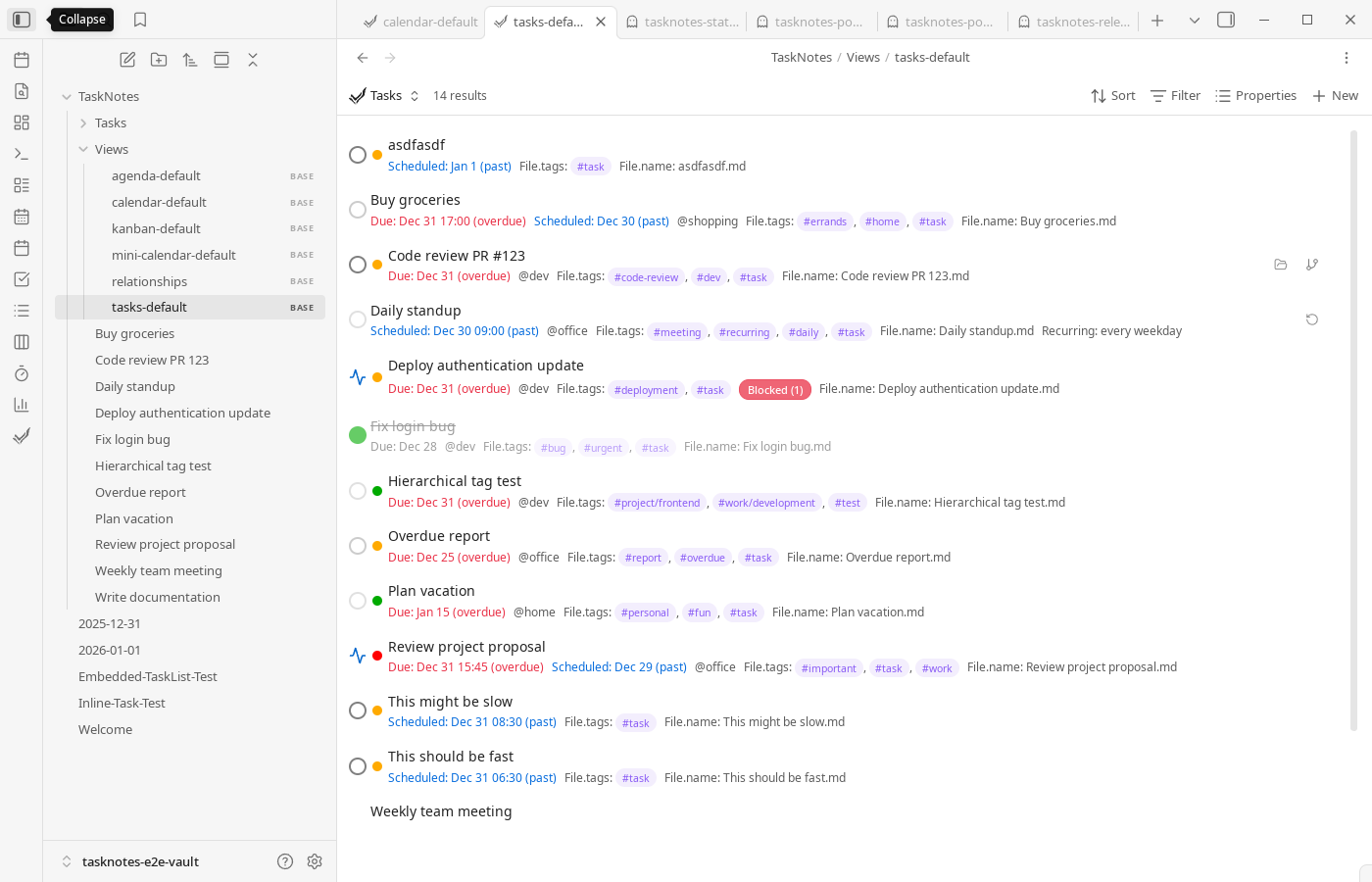 Task List view